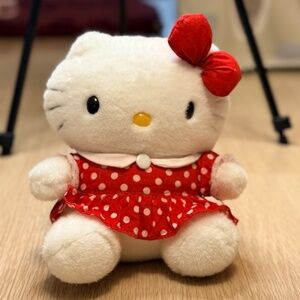Hello Kitty Vintage Plush Doll Red Polka Dot Dress Sanrio Kawaguchi Small S